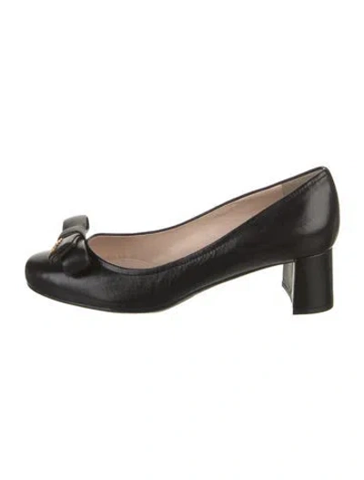 Pre-owned Prada Leather Bow Accents Pumps In Black