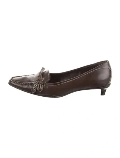 Pre-owned Prada Leather Bow Accents Pumps In Black