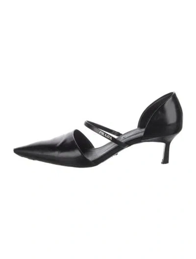 Pre-owned Prada Leather Bow Accents Pumps In Black