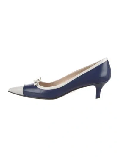 Pre-owned Prada Leather Bow Accents Pumps In Multi