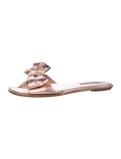 Pre-owned Prada Leather Bow Accents Slides