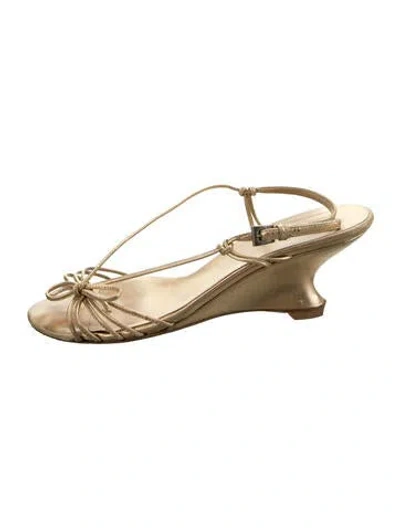 Pre-owned Prada Leather Bow Accents Slingback Sandals