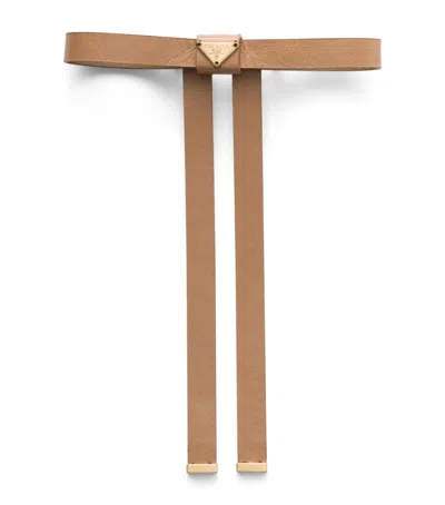 Prada Leather Bow Hair Clip In Brown