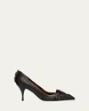 Prada Leather Bow Pumps In Blue