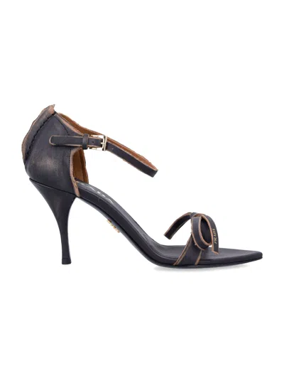 PRADA PRADA LEATHER BOW SANDALS WITH POINTED TOE