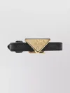 PRADA LEATHER BRACELET WITH ADJUSTABLE FIT AND GOLD-TONE HARDWARE