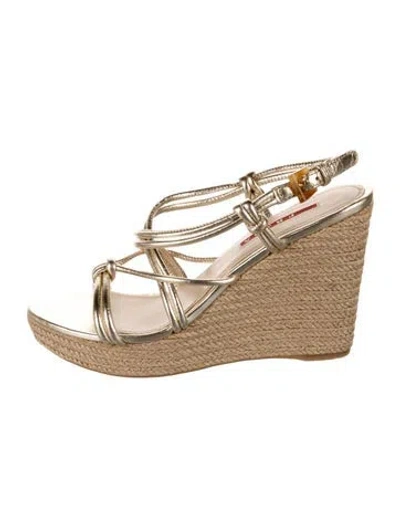 Pre-owned Prada Leather Braided Accents Espadrilles
