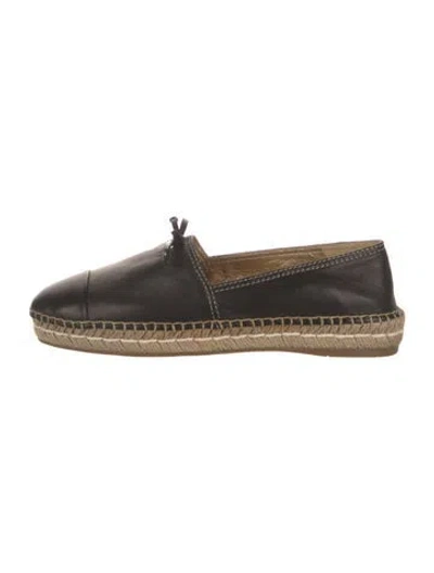 Pre-owned Prada Leather Braided Accents Espadrilles In Black