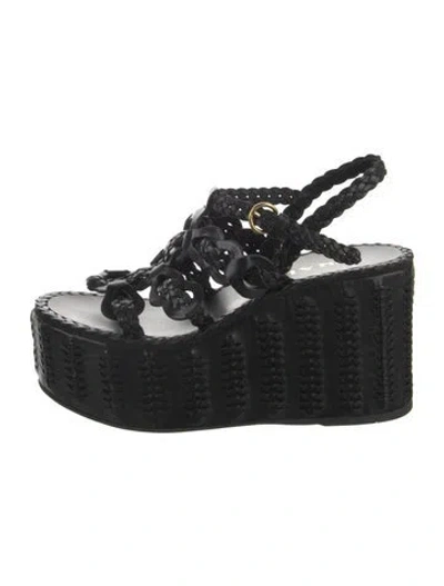 Pre-owned Prada Leather Braided Accents Espadrilles In Black