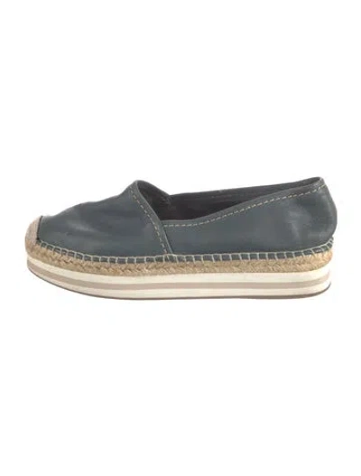 Pre-owned Prada Leather Braided Accents Espadrilles In Green