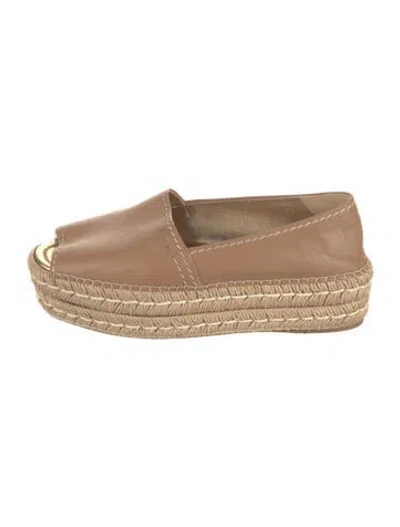 Pre-owned Prada Leather Braided Accents Espadrilles In Neutral