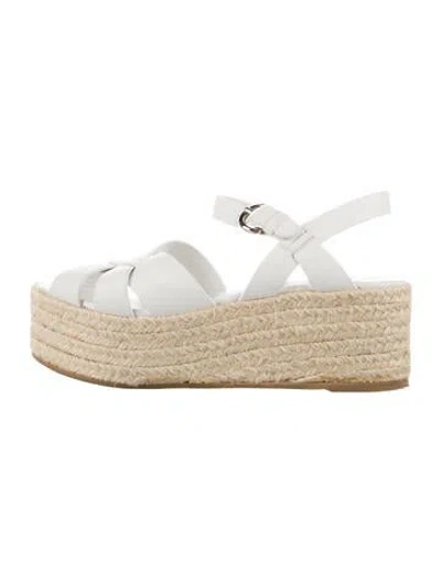 Pre-owned Prada Leather Braided Accents Espadrilles In White
