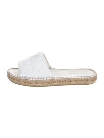 Pre-owned Prada Leather Braided Accents Espadrilles In White