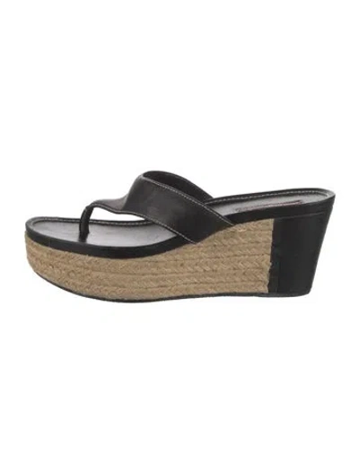 Pre-owned Prada Leather Braided Accents Flip Flops In Black/neutrals