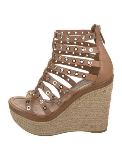 Pre-owned Prada Leather Braided Accents Gladiator Sandals In Brown