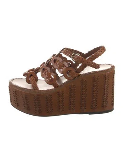 Pre-owned Prada Leather Braided Accents Sandals In Brown