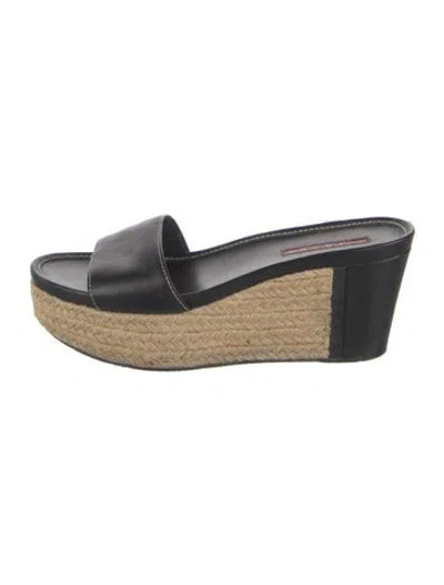 Pre-owned Prada Leather Braided Accents Slides In Black/neutrals
