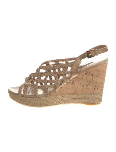 Pre-owned Prada Leather Braided Accents Slingback Pumps In Neutral