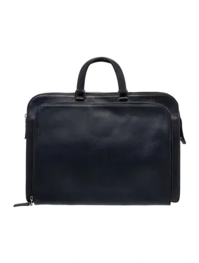 Pre-owned Prada Leather Briefcase Bag In Blue