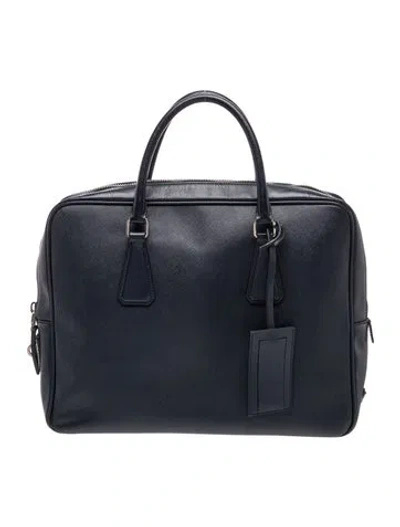 Pre-owned Prada Leather Briefcase In Blue