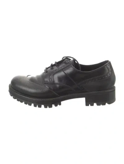 Pre-owned Prada Leather Brogues In Black