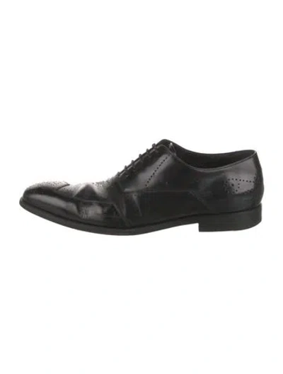 Pre-owned Prada Leather Brogues In Black