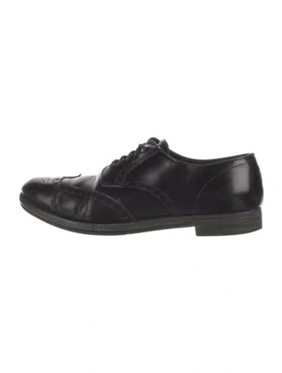 Pre-owned Prada Leather Brogues In Black