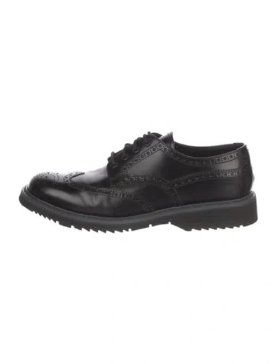 Pre-owned Prada Leather Brogues In Black