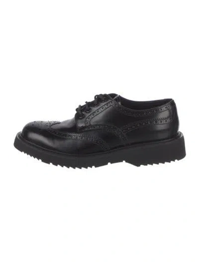 Pre-owned Prada Leather Brogues In Black