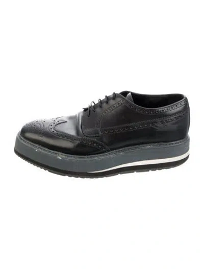 Pre-owned Prada Leather Brogues In Black