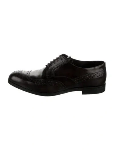 Pre-owned Prada Leather Brogues In Black