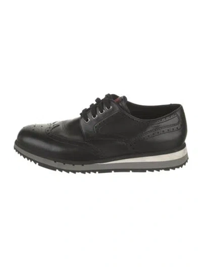 Pre-owned Prada Leather Brogues In Black