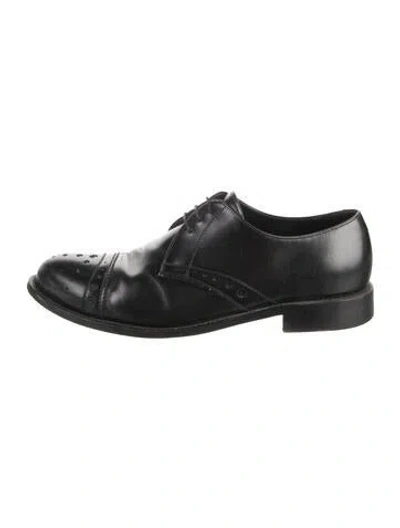 Pre-owned Prada Leather Brogues In Black