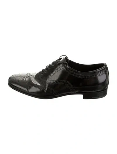 Pre-owned Prada Leather Brogues In Black