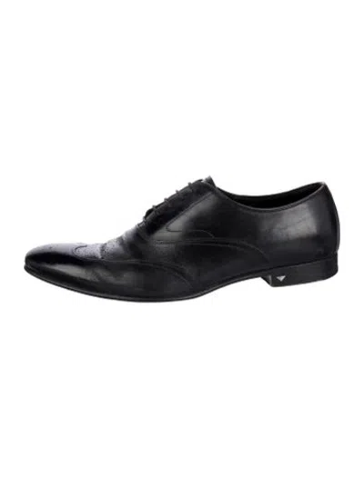 Pre-owned Prada Leather Brogues In Black