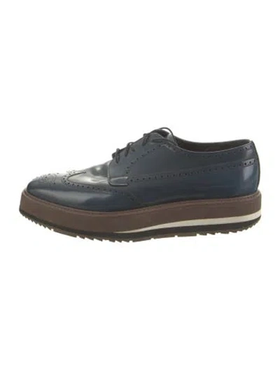 Pre-owned Prada Leather Brogues In Blue