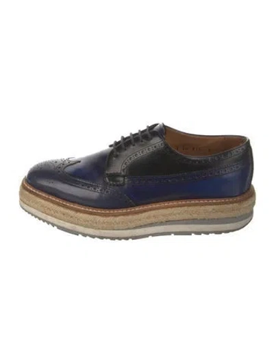 Pre-owned Prada Leather Brogues In Blue
