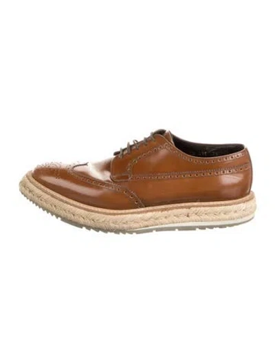 Pre-owned Prada Leather Brogues In Brown