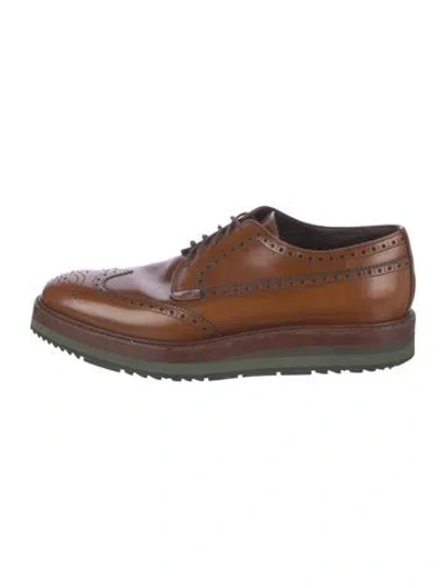 Pre-owned Prada Leather Brogues In Brown