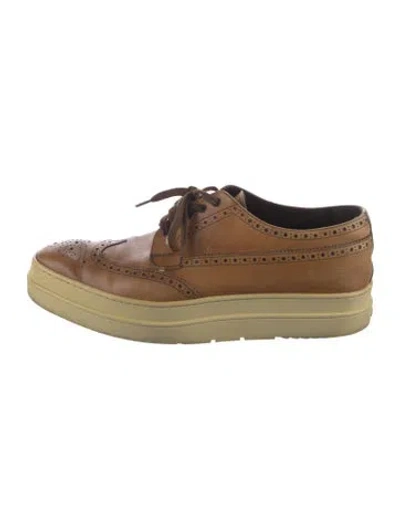 Pre-owned Prada Leather Brogues In Brown