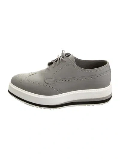 Pre-owned Prada Leather Brogues In Grey