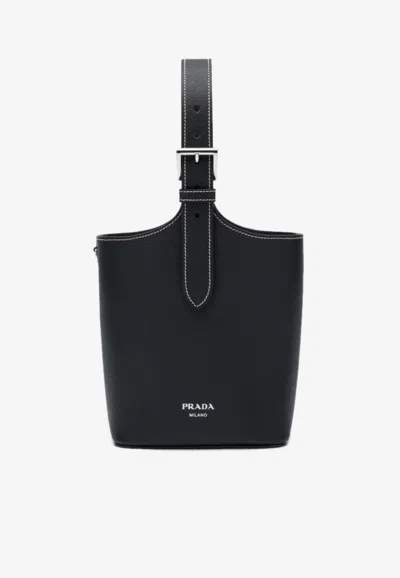PRADA LEATHER BUCKET BAG