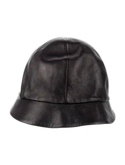 Pre-owned Prada Leather Bucket Hat In Black