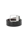 Prada Leather Buckle Belt In Black