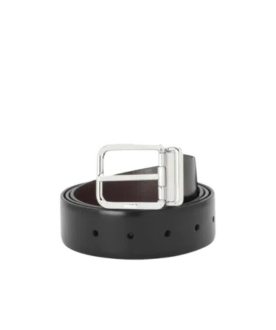 Prada Leather Buckle Belt In Black