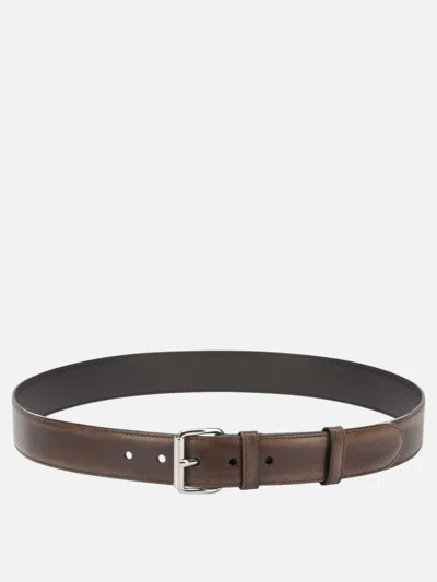 Prada Leather Buckle-fastening Belt In Brown