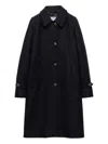 Prada Loden Leather-button Single-breasted Wool Coat In Black