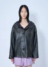 Prada Nappa Leather Single-breasted Jacket In Black