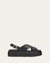 Prada Sandalen Aus Leder Mit Gekreuztem Band