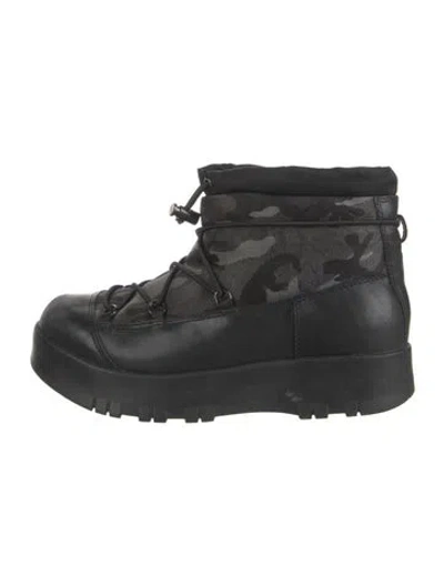 Pre-owned Prada Leather Camouflage Print Combat Boots In Black